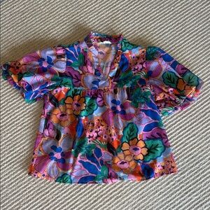 THML Women’s Floral V-Neck Top - Purple, Pink, Green, Blue